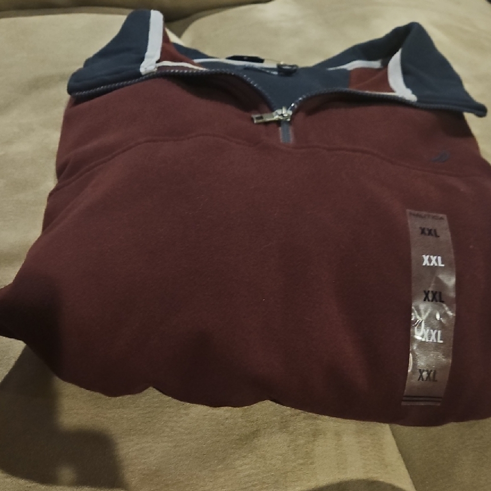 Nautica Maroon and Navy Half-Zip Pullover